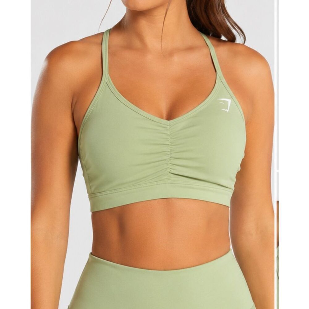 Gymshark Light Green Ruched Sports Bra XS-S Yoga Activewear